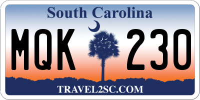 SC license plate MQK230