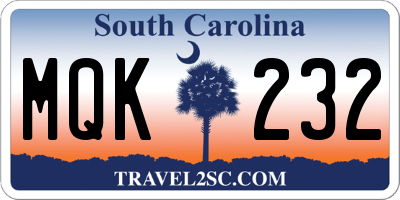 SC license plate MQK232