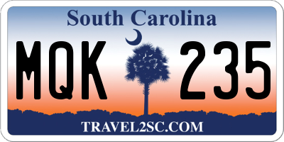 SC license plate MQK235