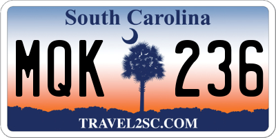 SC license plate MQK236