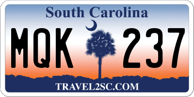SC license plate MQK237