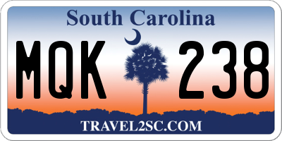 SC license plate MQK238