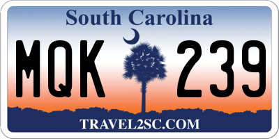 SC license plate MQK239