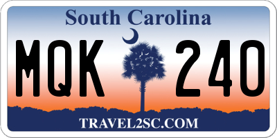 SC license plate MQK240