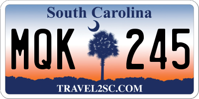 SC license plate MQK245