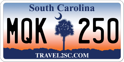 SC license plate MQK250
