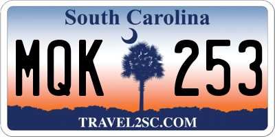 SC license plate MQK253