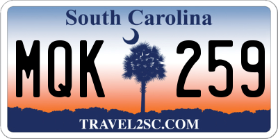 SC license plate MQK259