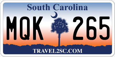 SC license plate MQK265
