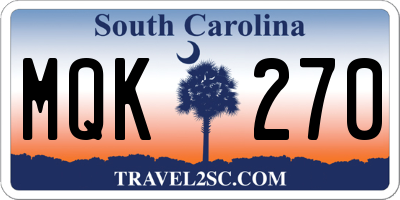 SC license plate MQK270
