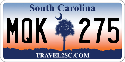 SC license plate MQK275