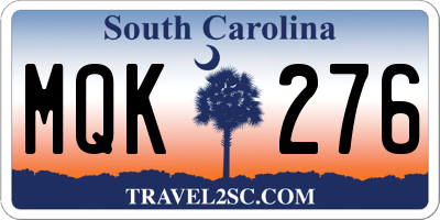 SC license plate MQK276