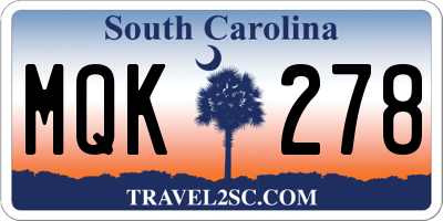 SC license plate MQK278