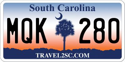 SC license plate MQK280
