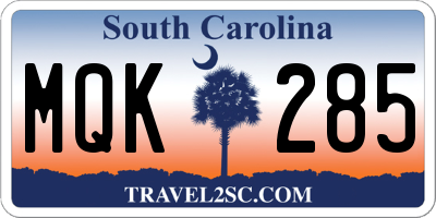 SC license plate MQK285