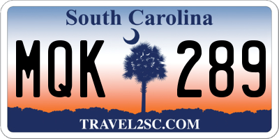 SC license plate MQK289