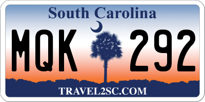 SC license plate MQK292