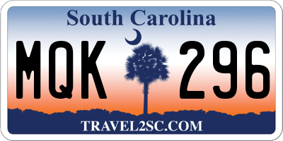 SC license plate MQK296