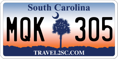 SC license plate MQK305