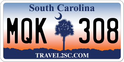 SC license plate MQK308