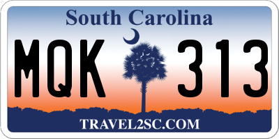 SC license plate MQK313