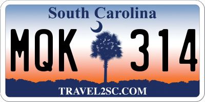 SC license plate MQK314