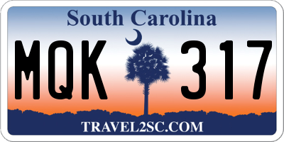 SC license plate MQK317