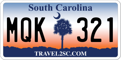 SC license plate MQK321
