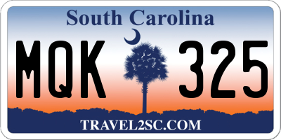 SC license plate MQK325