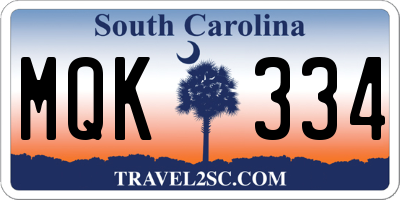 SC license plate MQK334