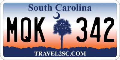 SC license plate MQK342