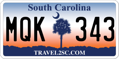 SC license plate MQK343
