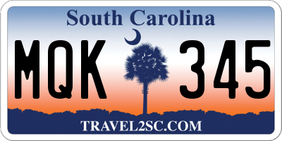 SC license plate MQK345