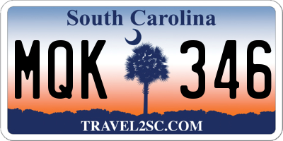 SC license plate MQK346