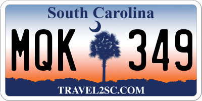 SC license plate MQK349
