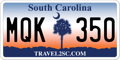 SC license plate MQK350