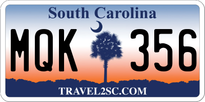 SC license plate MQK356