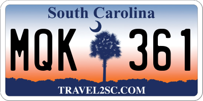 SC license plate MQK361