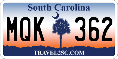 SC license plate MQK362