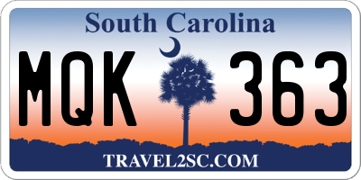 SC license plate MQK363