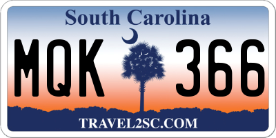 SC license plate MQK366