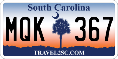 SC license plate MQK367