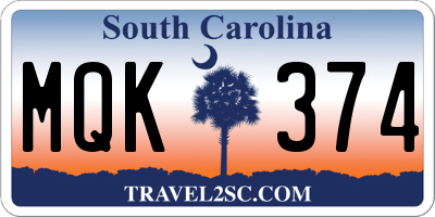 SC license plate MQK374