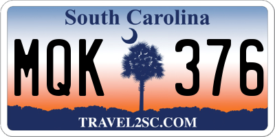 SC license plate MQK376