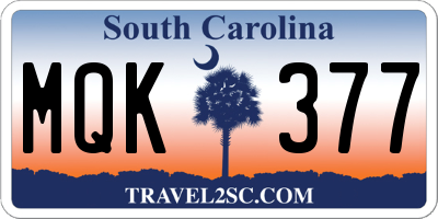 SC license plate MQK377