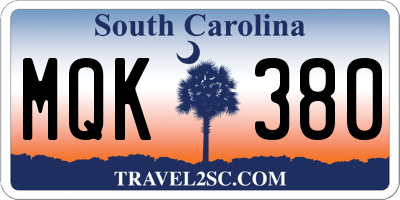 SC license plate MQK380