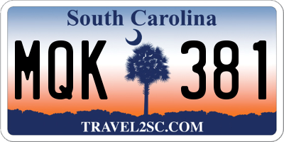 SC license plate MQK381