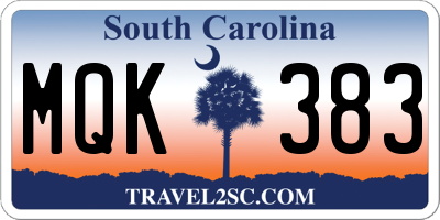 SC license plate MQK383