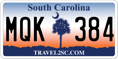 SC license plate MQK384
