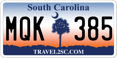 SC license plate MQK385